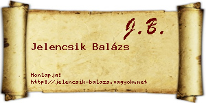 Jelencsik Balázs névjegykártya